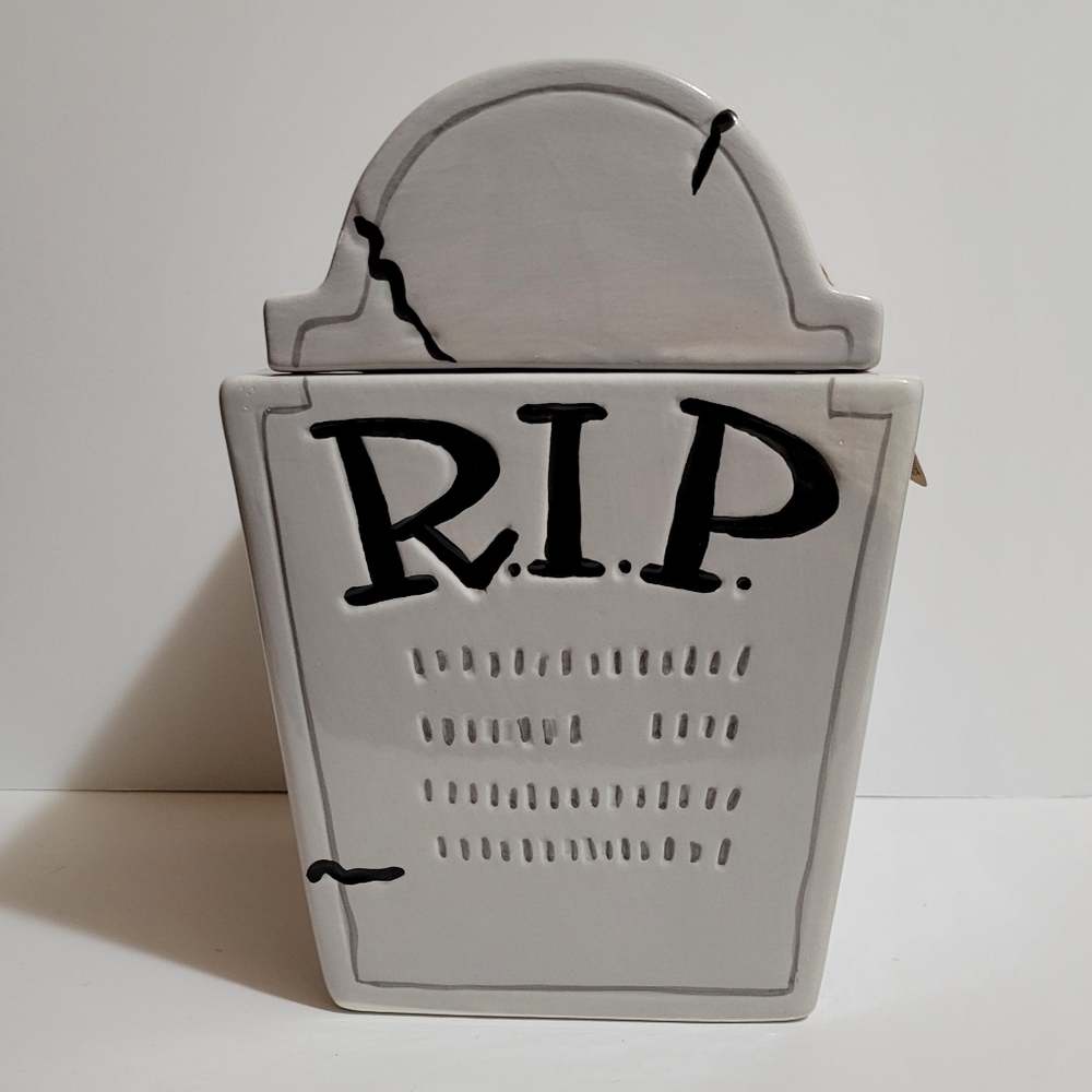 R.I.P. Happy Haunting Halloween Cookie Jar 8"